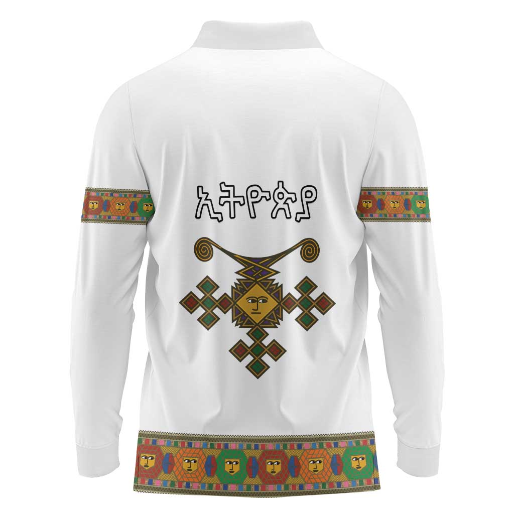 Ethiopia Saba Kemis Long Sleeve Polo Shirt Habesha Style LT15