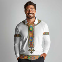 Ethiopia Saba Kemis Long Sleeve Polo Shirt Habesha Style LT15