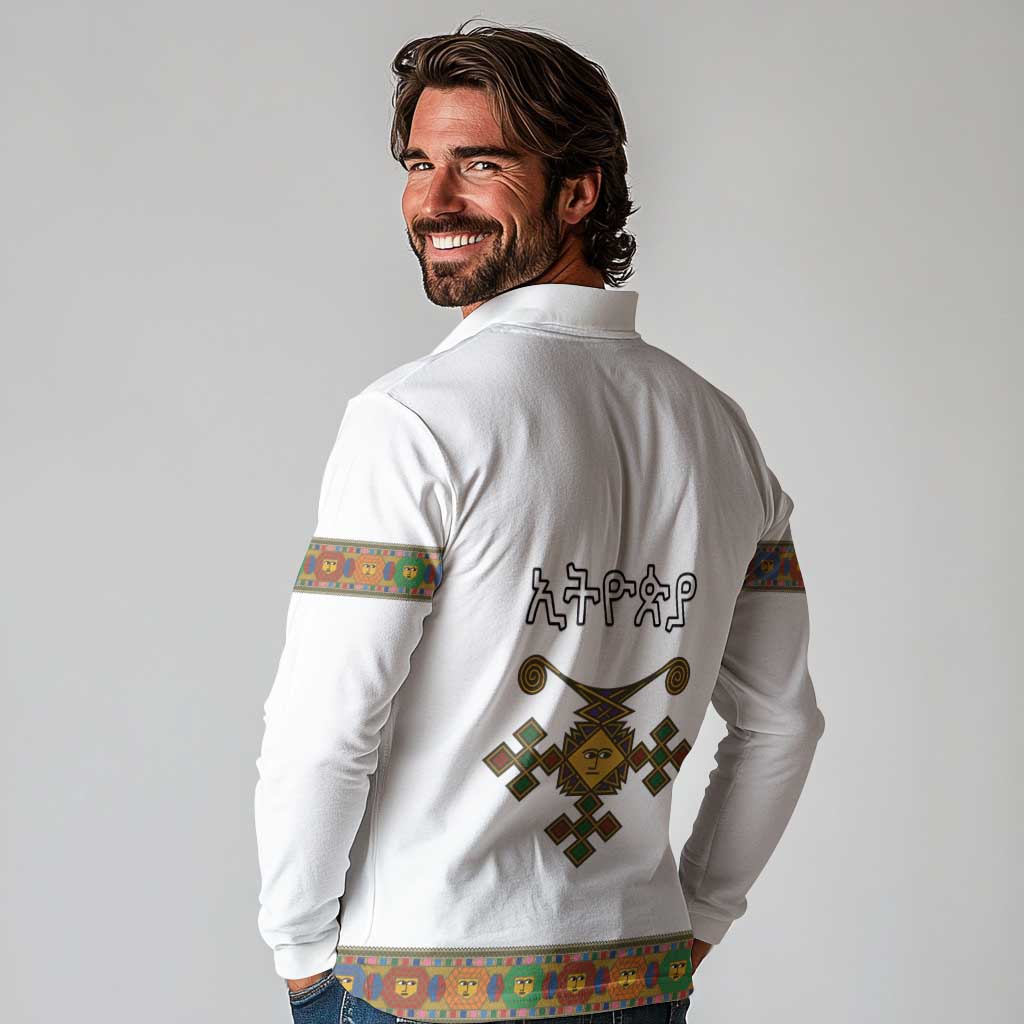 Ethiopia Saba Kemis Long Sleeve Polo Shirt Habesha Style LT15