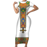Ethiopia Saba Kemis Short Sleeve Bodycon Dress Habesha Style LT15