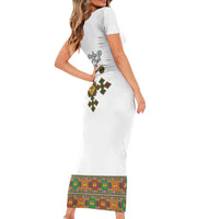 Ethiopia Saba Kemis Short Sleeve Bodycon Dress Habesha Style LT15