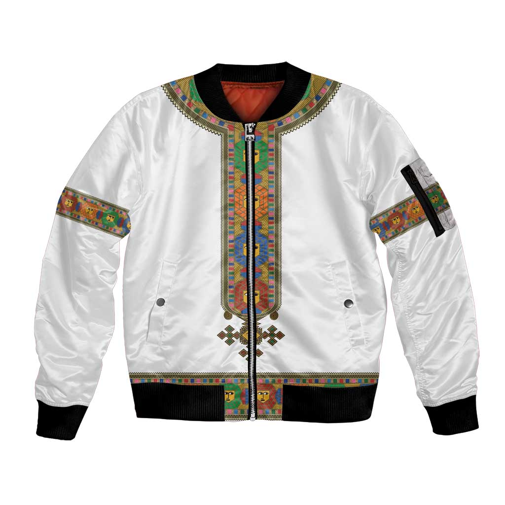 Ethiopia Saba Kemis Sleeve Zip Bomber Jacket Habesha Style LT15