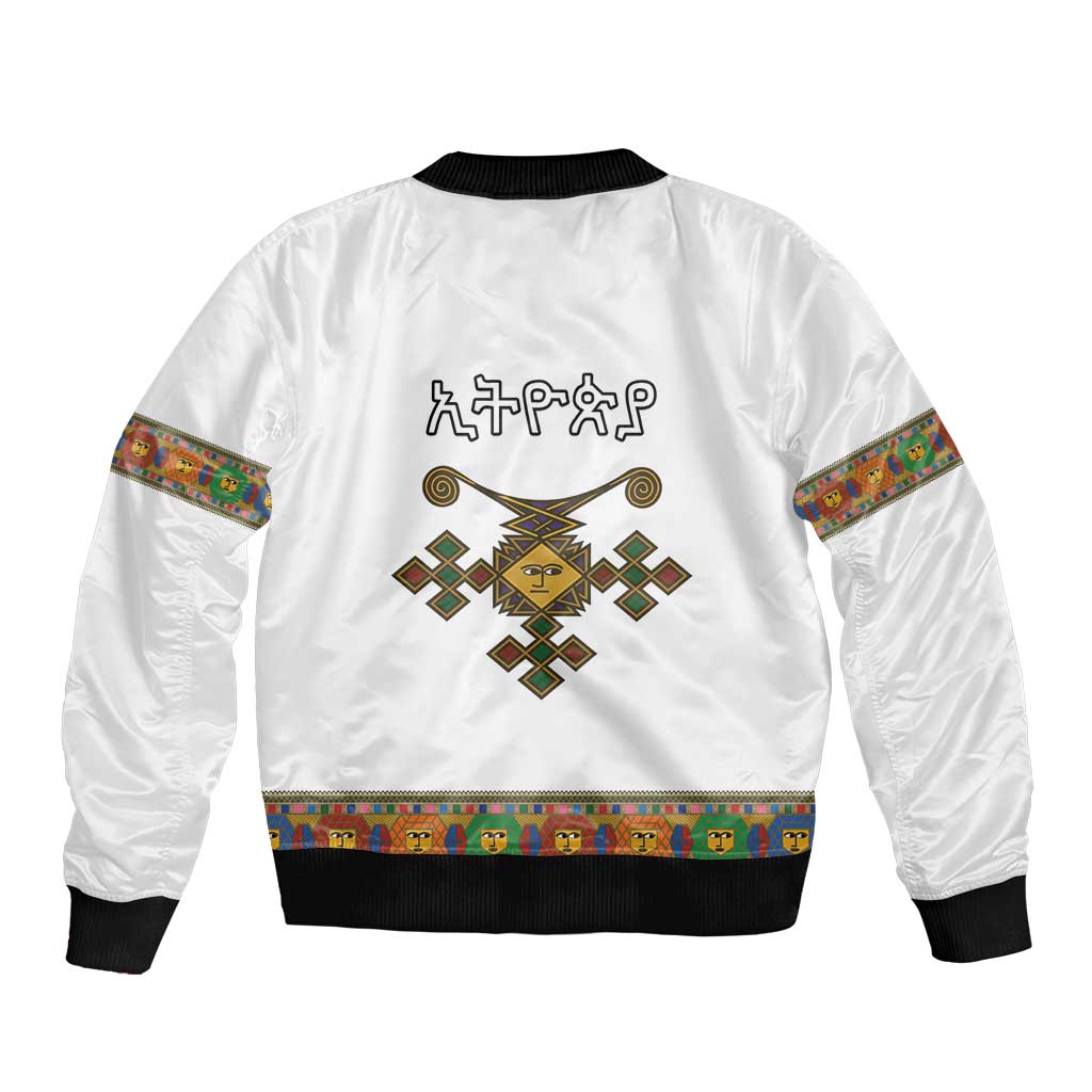 Ethiopia Saba Kemis Sleeve Zip Bomber Jacket Habesha Style LT15