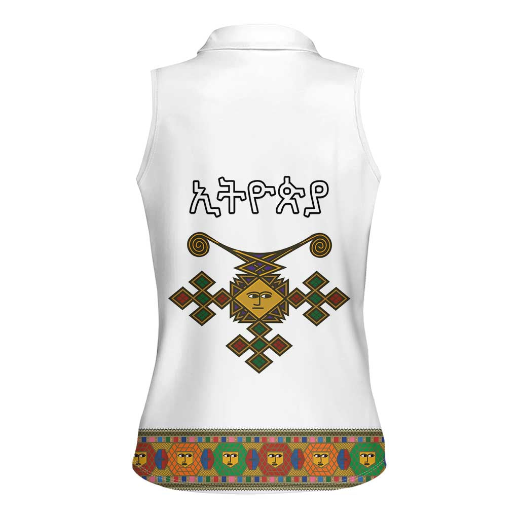 Ethiopia Saba Kemis Women Sleeveless Polo Shirt Habesha Style LT15
