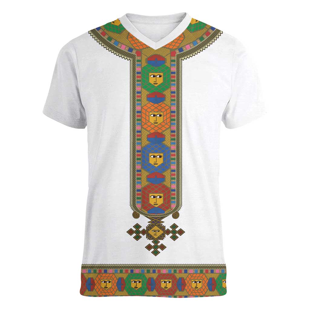 Ethiopia Saba Kemis Women V-Neck T-Shirt Habesha Style LT15