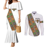 Ethiopia Saba Kemis Couples Matching Mermaid Dress and Long Sleeve Button Shirt Sash Style