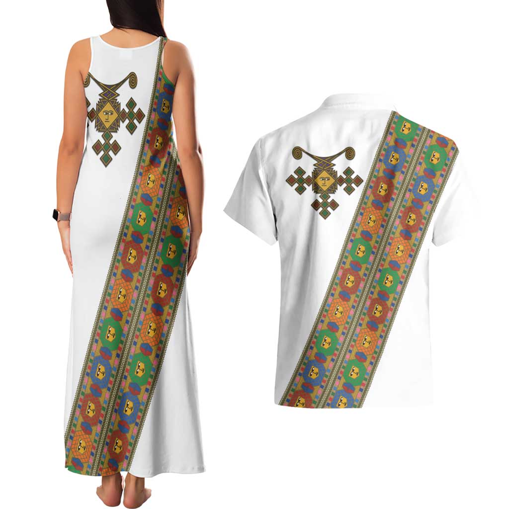 Ethiopia Saba Kemis Couples Matching Tank Maxi Dress and Hawaiian Shirt Sash Style