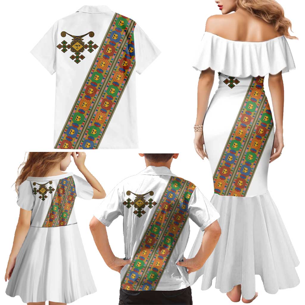 Ethiopia Saba Kemis Family Matching Mermaid Dress and Hawaiian Shirt Sash Style