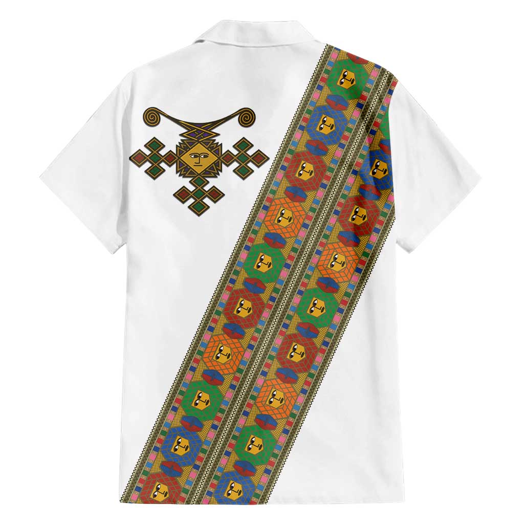 Ethiopia Saba Kemis Family Matching Off Shoulder Maxi Dress and Hawaiian Shirt Sash Style