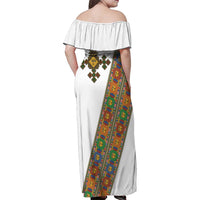 Ethiopia Saba Kemis Family Matching Off Shoulder Maxi Dress and Hawaiian Shirt Sash Style
