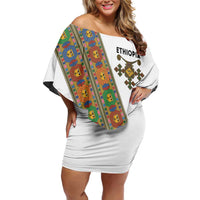Ethiopia Saba Kemis Family Matching Off Shoulder Short Dress and Hawaiian Shirt Sash Style