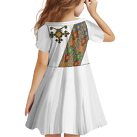 Ethiopia Saba Kemis Family Matching Short Sleeve Bodycon Dress and Hawaiian Shirt Sash Style