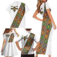 Ethiopia Saba Kemis Family Matching Short Sleeve Bodycon Dress and Hawaiian Shirt Sash Style