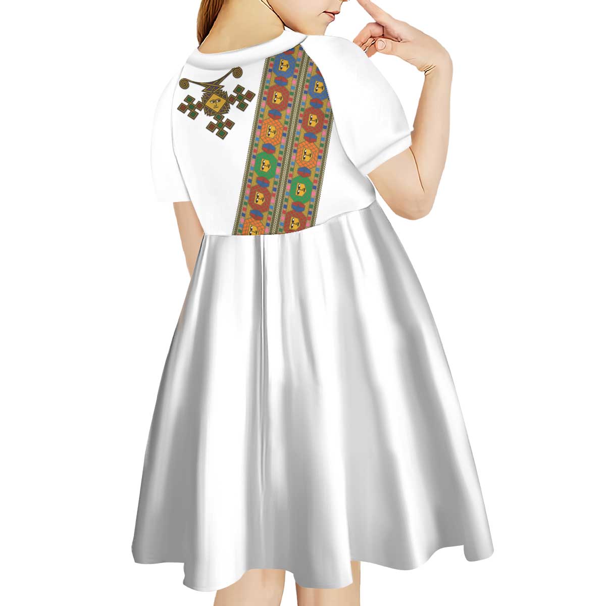 Ethiopia Saba Kemis Kid Short Sleeve Dress Sash Style