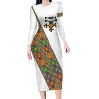 Ethiopia Saba Kemis Long Sleeve Bodycon Dress Sash Style