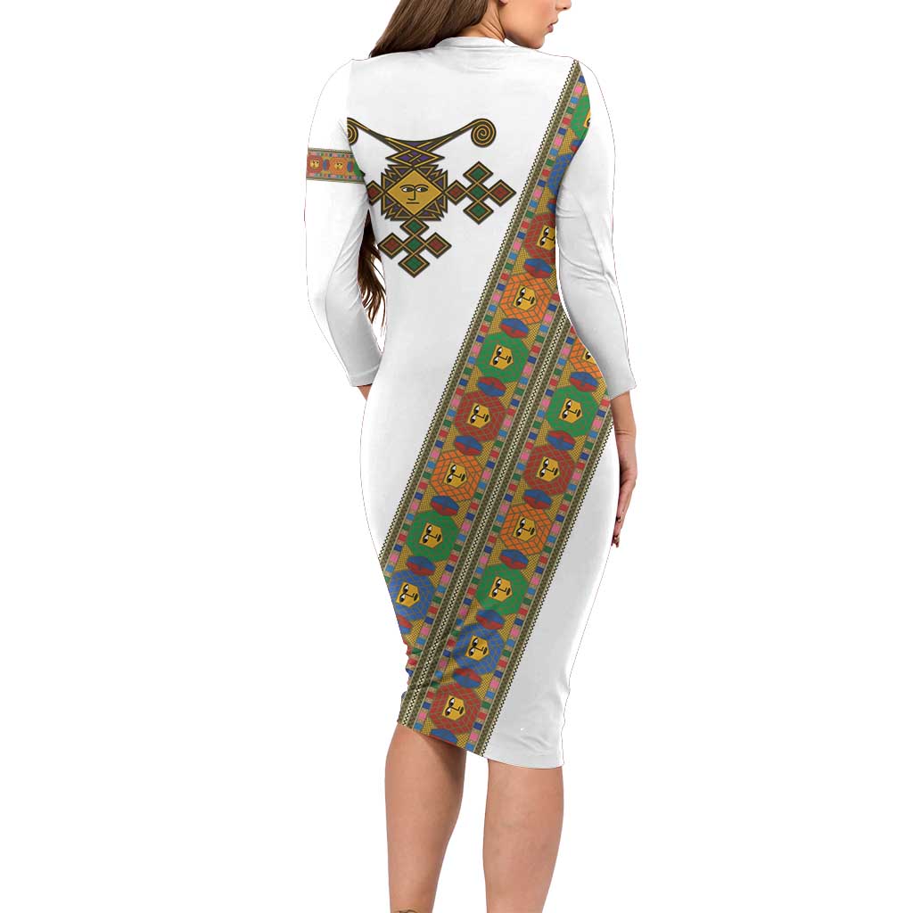 Ethiopia Saba Kemis Long Sleeve Bodycon Dress Sash Style