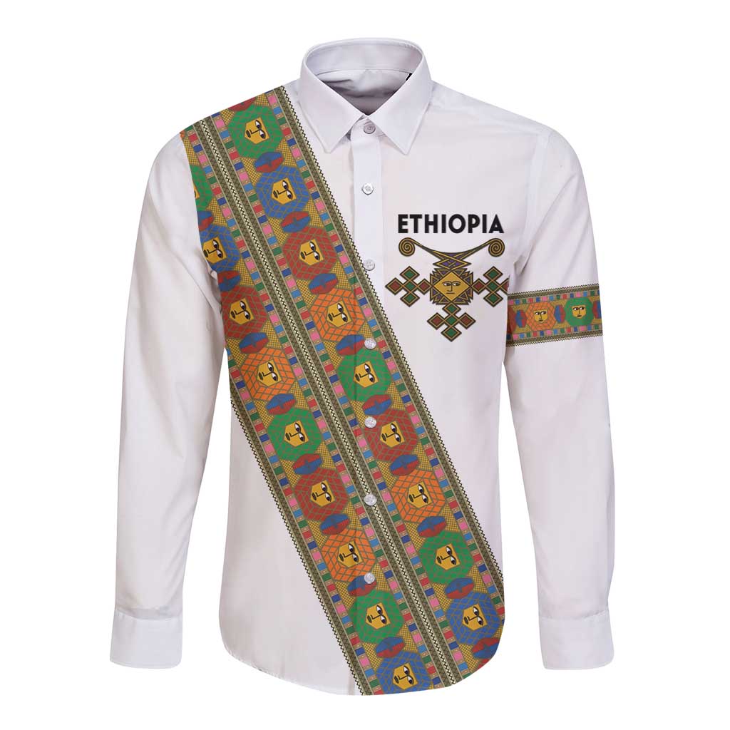Ethiopia Saba Kemis Long Sleeve Button Shirt Sash Style