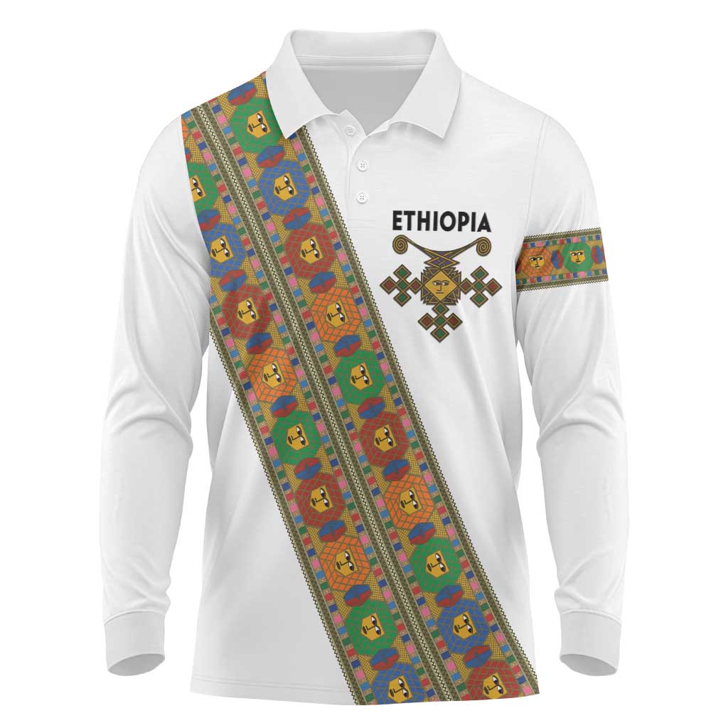 Ethiopia Saba Kemis Long Sleeve Polo Shirt Sash Style