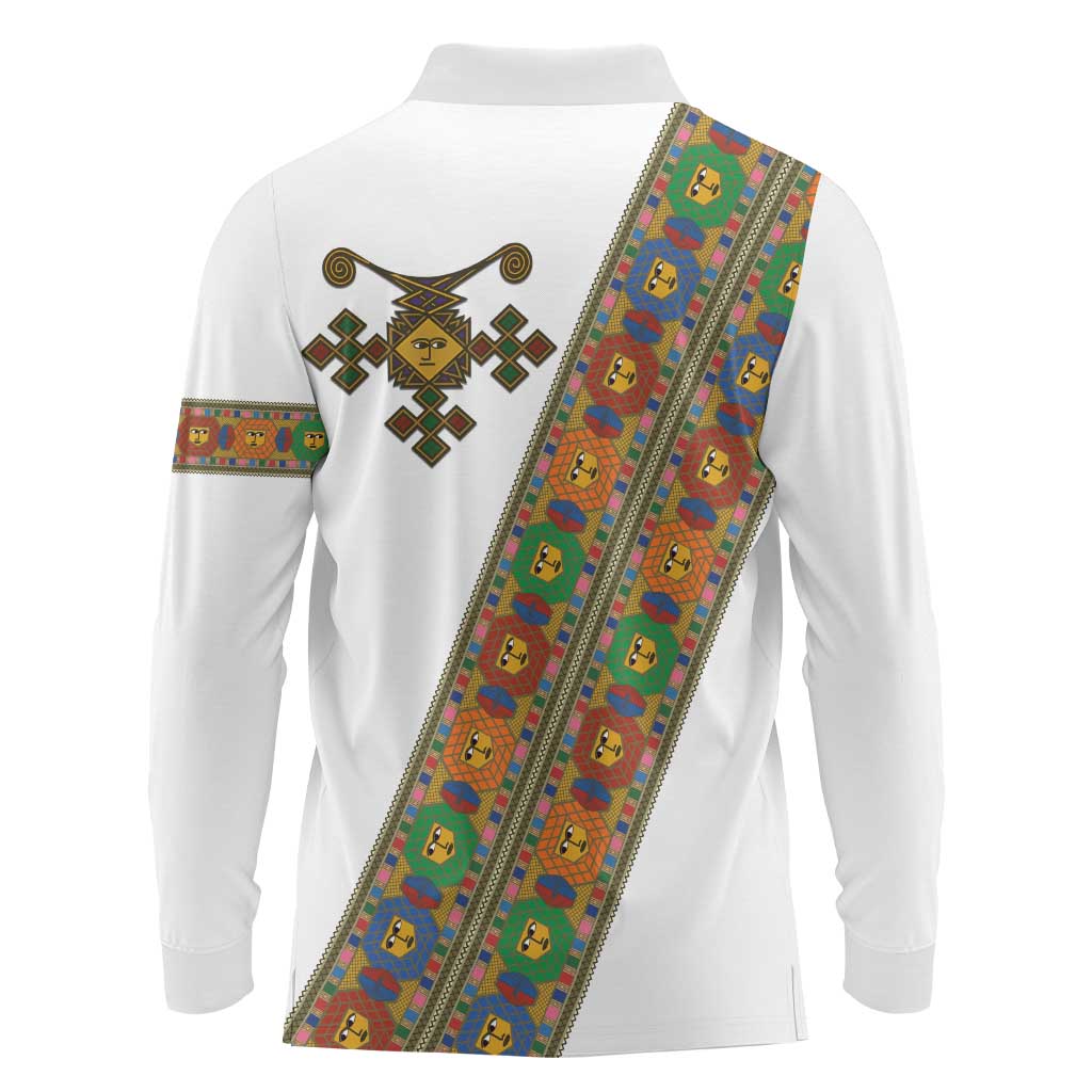 Ethiopia Saba Kemis Long Sleeve Polo Shirt Sash Style