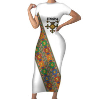 Ethiopia Saba Kemis Short Sleeve Bodycon Dress Sash Style
