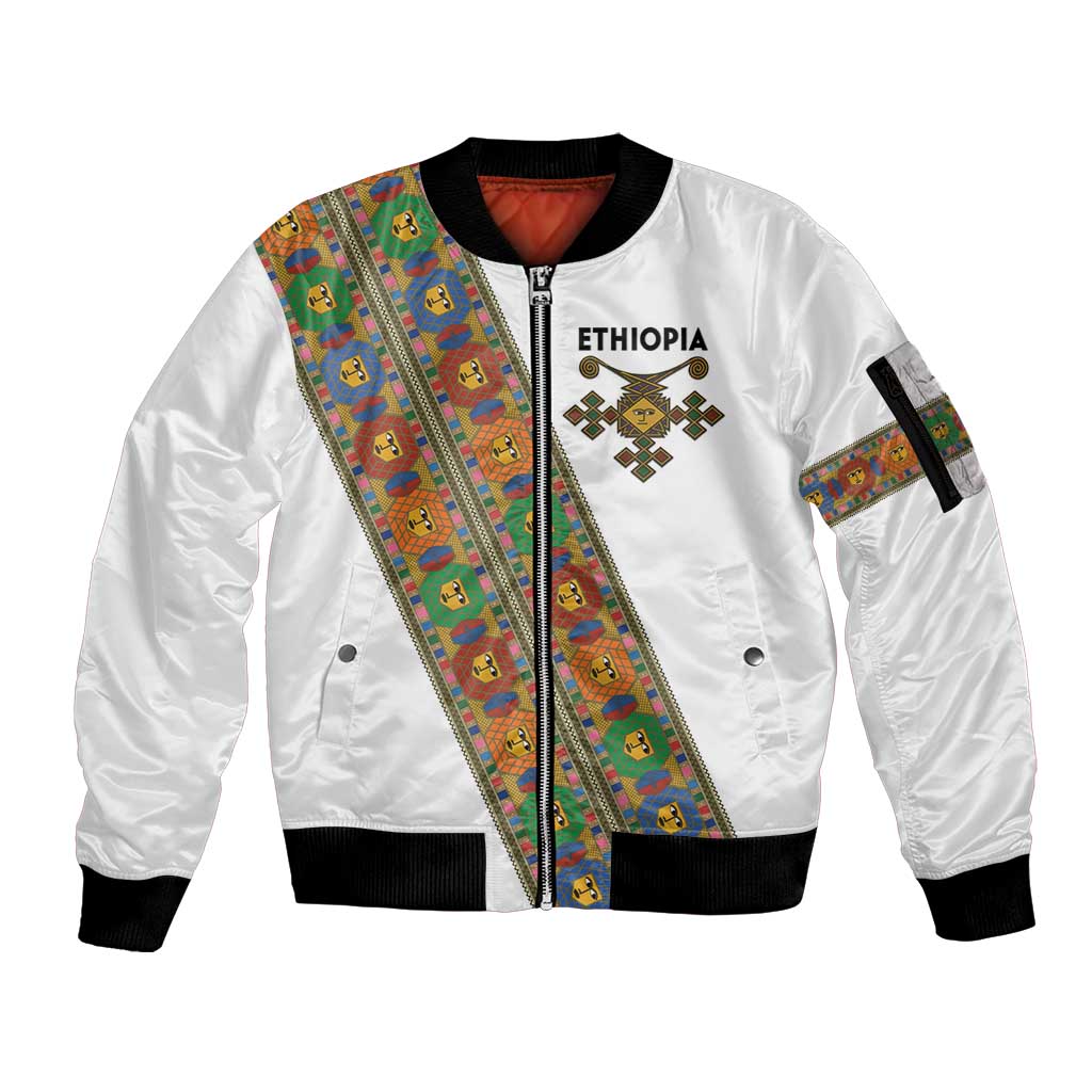 Ethiopia Saba Kemis Sleeve Zip Bomber Jacket Sash Style