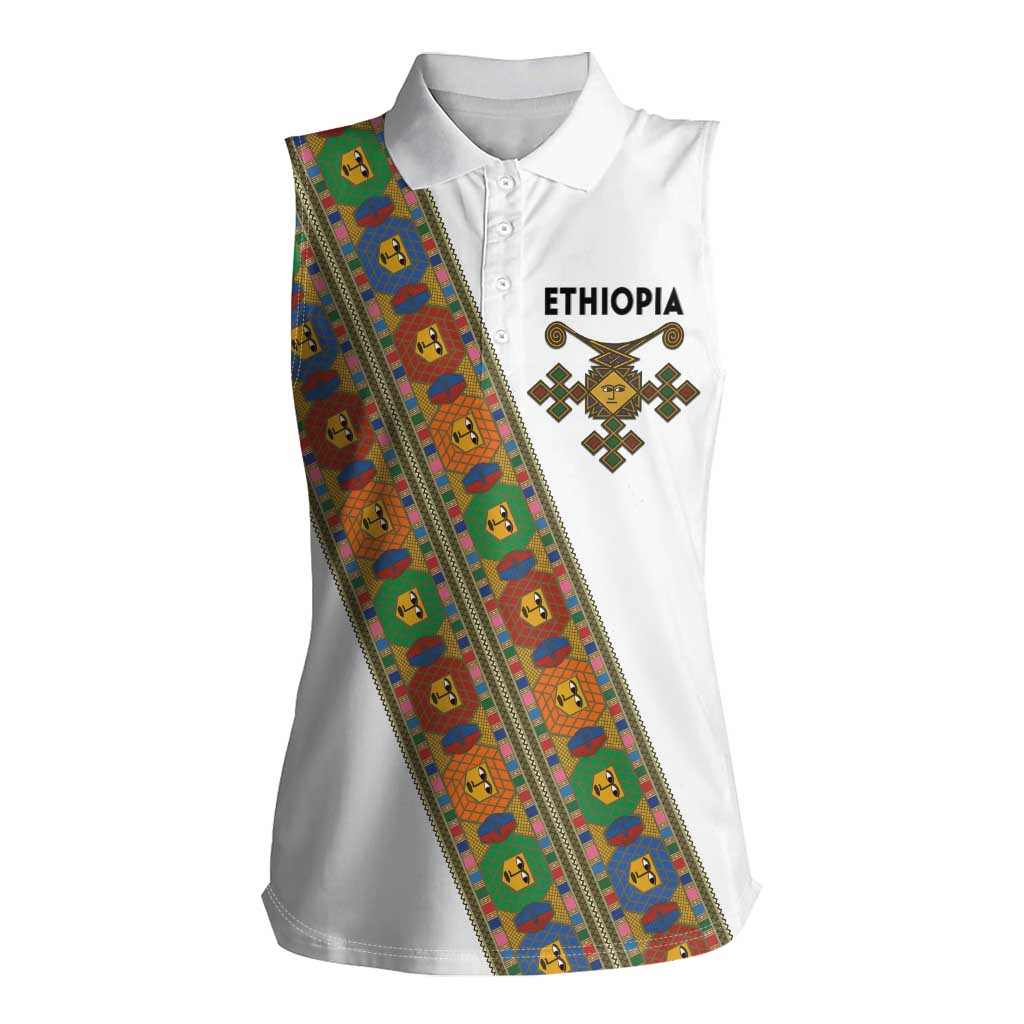 Ethiopia Saba Kemis Women Sleeveless Polo Shirt Sash Style