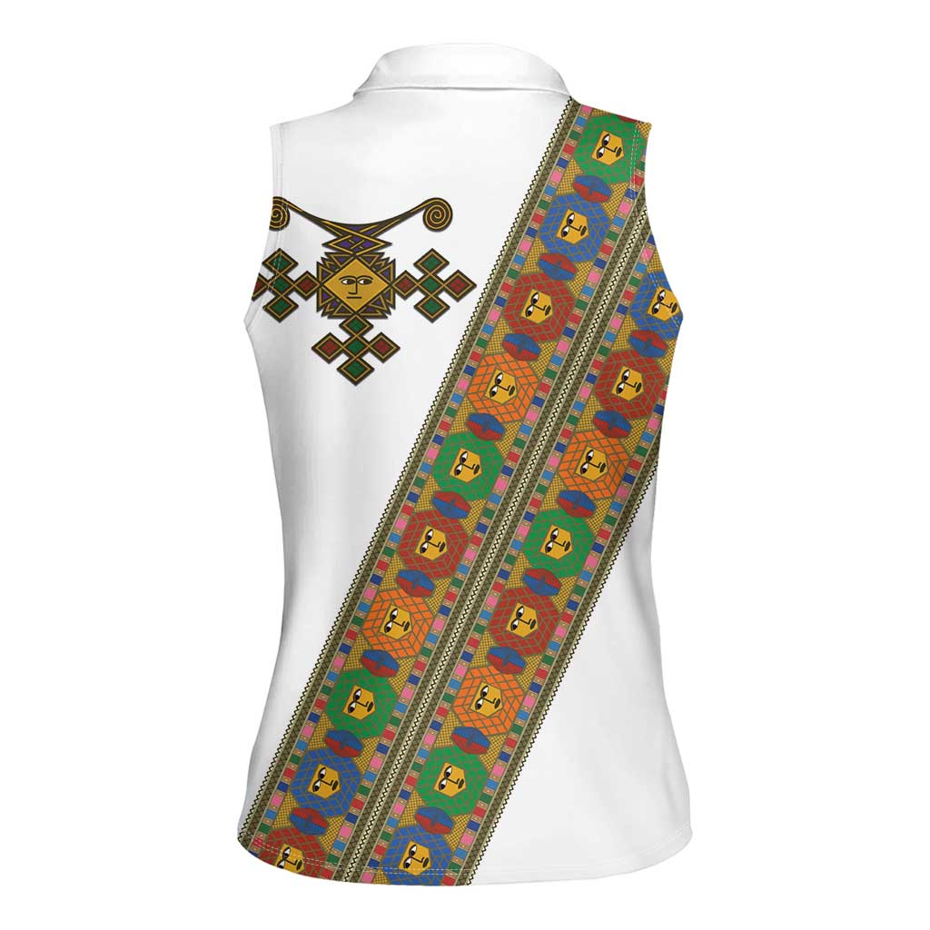 Ethiopia Saba Kemis Women Sleeveless Polo Shirt Sash Style
