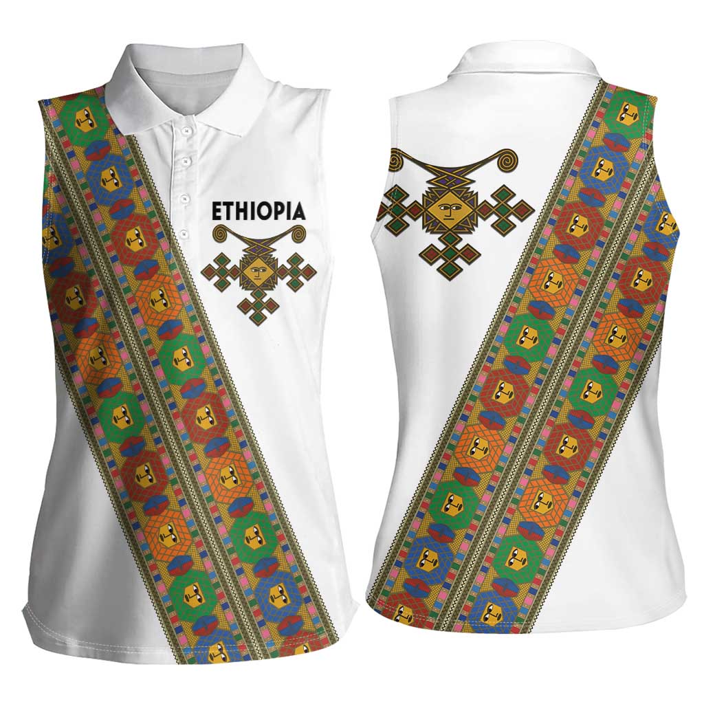 Ethiopia Saba Kemis Women Sleeveless Polo Shirt Sash Style