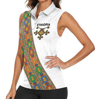Ethiopia Saba Kemis Women Sleeveless Polo Shirt Sash Style