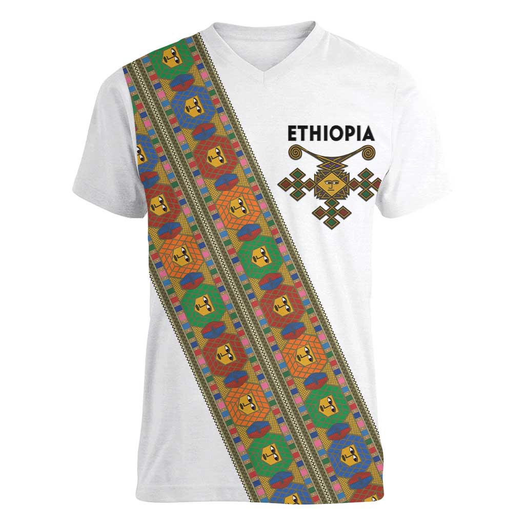 Ethiopia Saba Kemis Women V-Neck T-Shirt Sash Style