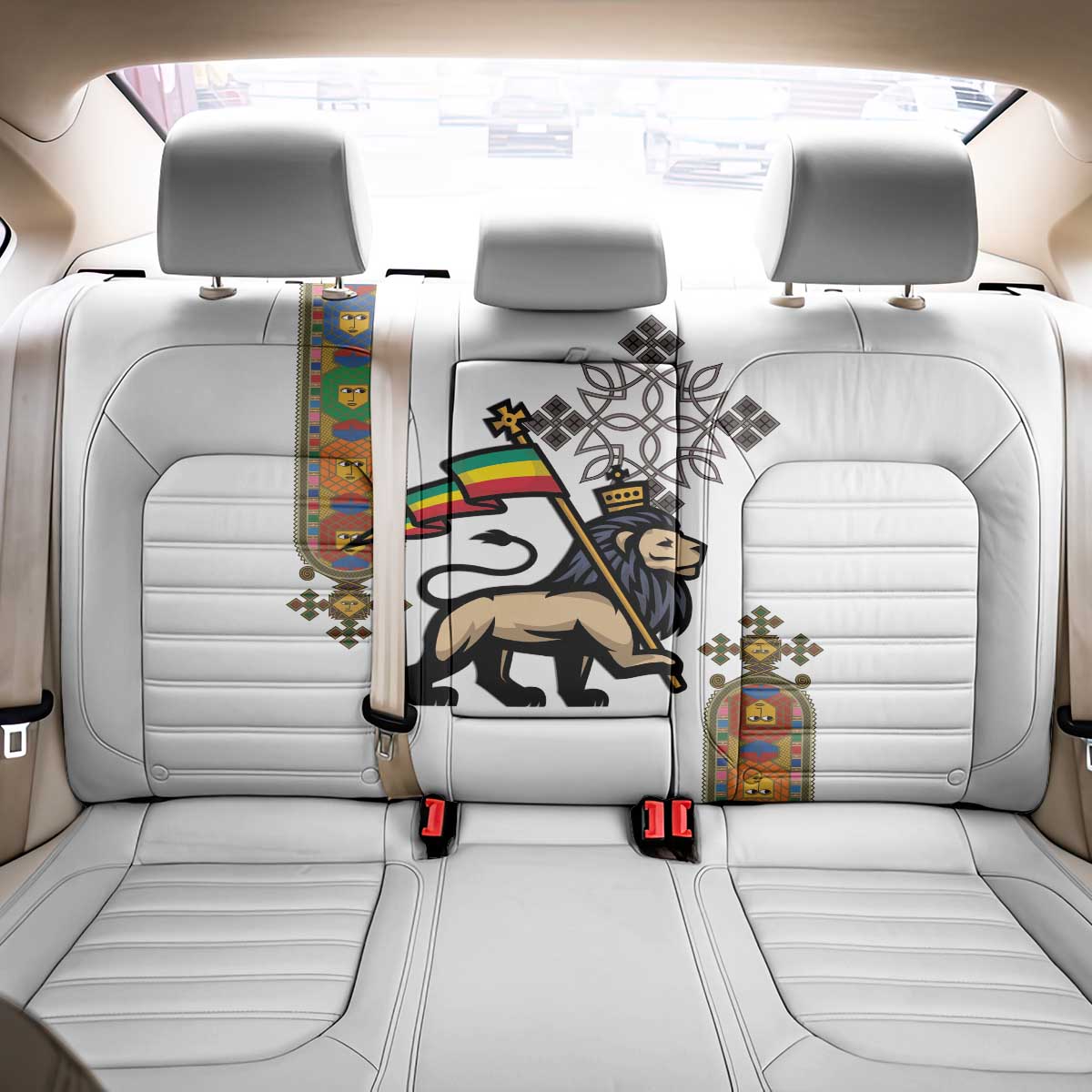 Ethiopia Saba Kemis Back Car Seat Cover Ethiopian Cross Lion Of Judah