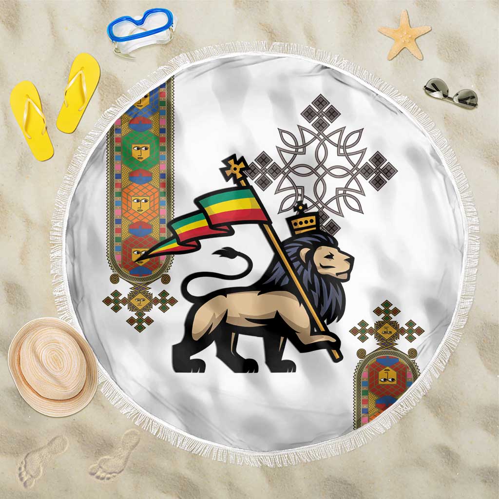 Ethiopia Saba Kemis Beach Blanket Ethiopian Cross Lion Of Judah