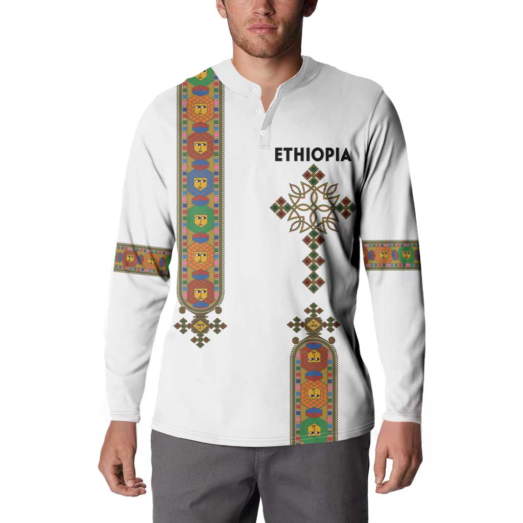 Ethiopia Saba Kemis Button Sweatshirt Ethiopian Cross Lion Of Judah
