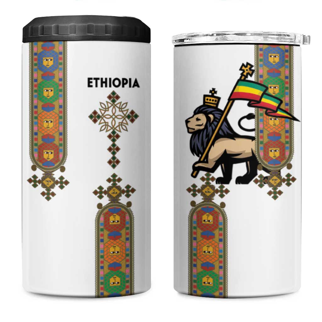 Ethiopia Saba Kemis 4 in 1 Can Cooler Tumbler Ethiopian Cross Lion Of Judah