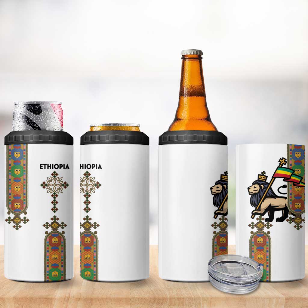 Ethiopia Saba Kemis 4 in 1 Can Cooler Tumbler Ethiopian Cross Lion Of Judah