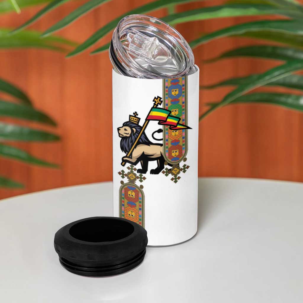 Ethiopia Saba Kemis 4 in 1 Can Cooler Tumbler Ethiopian Cross Lion Of Judah
