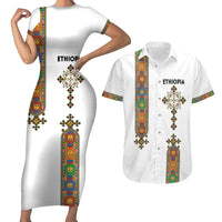 Ethiopia Saba Kemis Couples Matching Short Sleeve Bodycon Dress and Hawaiian Shirt Ethiopian Cross Lion Of Judah