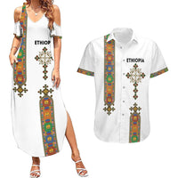 Ethiopia Saba Kemis Couples Matching Summer Maxi Dress and Hawaiian Shirt Ethiopian Cross Lion Of Judah