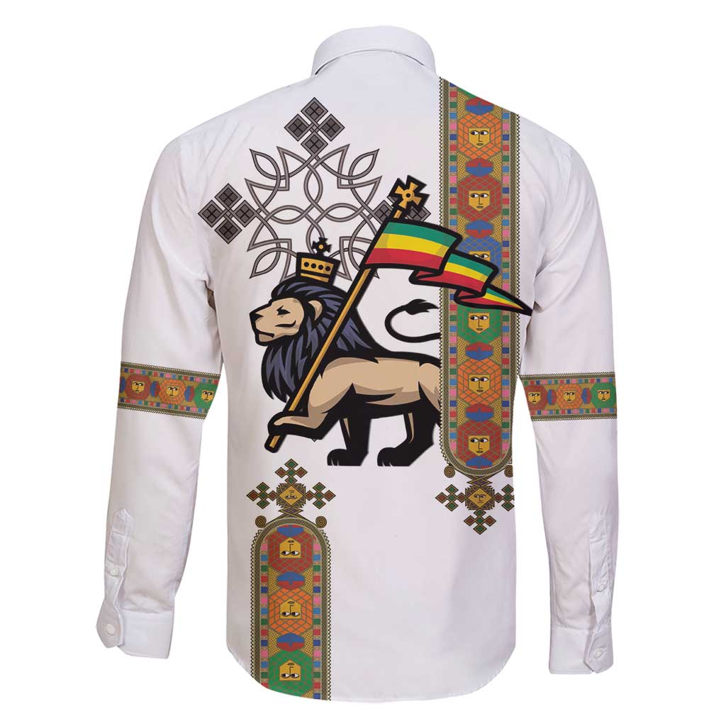 Ethiopia Saba Kemis Family Matching Long Sleeve Bodycon Dress and Hawaiian Shirt Ethiopian Cross Lion Of Judah