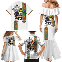 Ethiopia Saba Kemis Family Matching Mermaid Dress and Hawaiian Shirt Ethiopian Cross Lion Of Judah