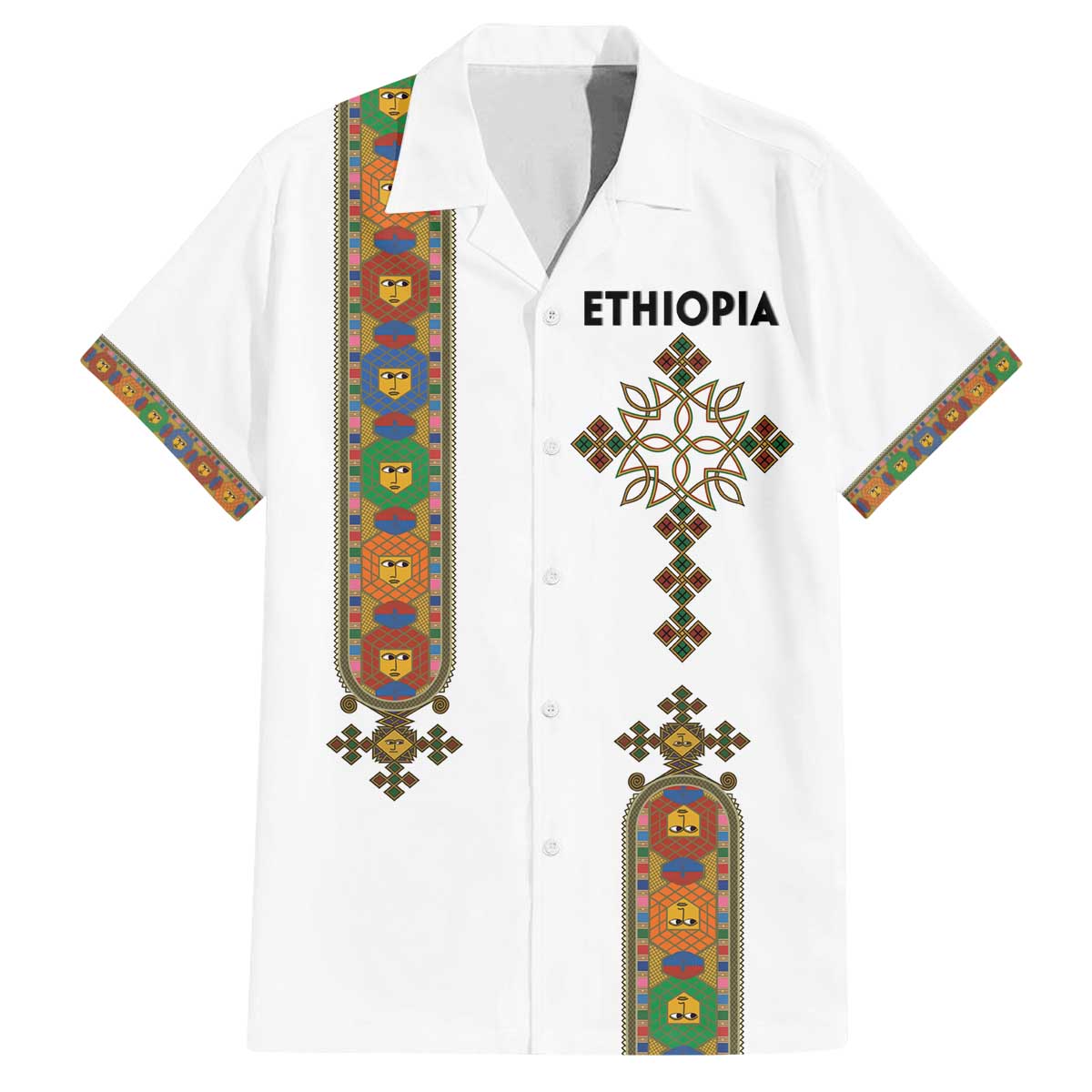 Ethiopia Saba Kemis Family Matching Off The Shoulder Long Sleeve Dress and Hawaiian Shirt Ethiopian Cross Lion Of Judah