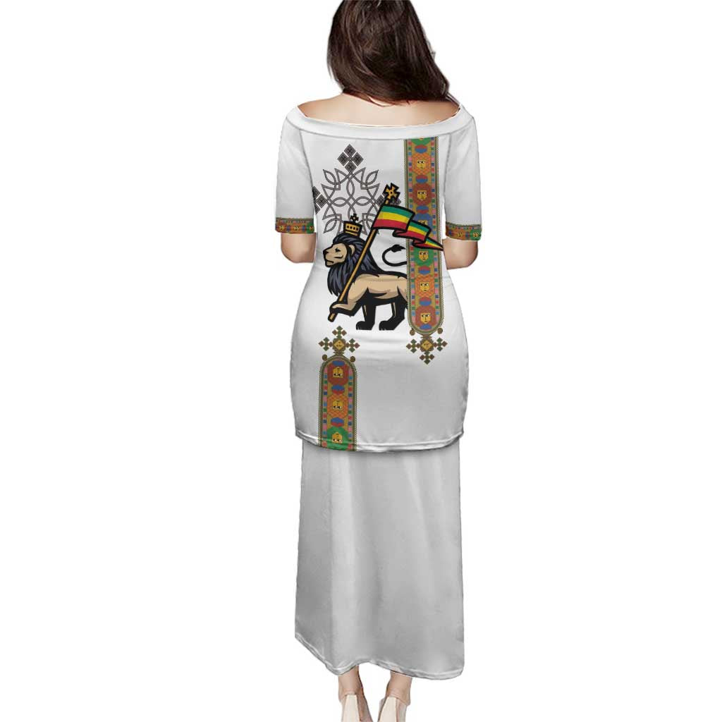 Ethiopia Saba Kemis Family Matching Puletasi and Hawaiian Shirt Ethiopian Cross Lion Of Judah