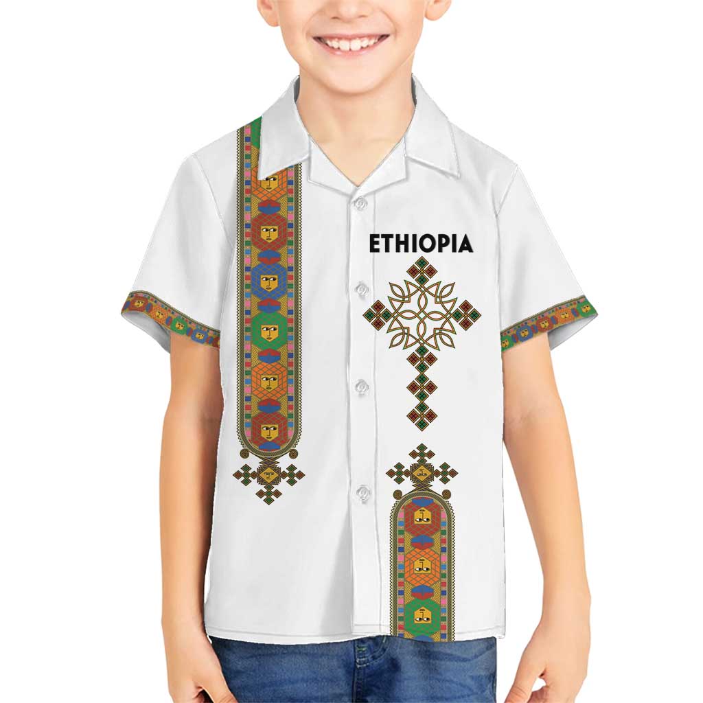 Ethiopia Saba Kemis Family Matching Puletasi and Hawaiian Shirt Ethiopian Cross Lion Of Judah