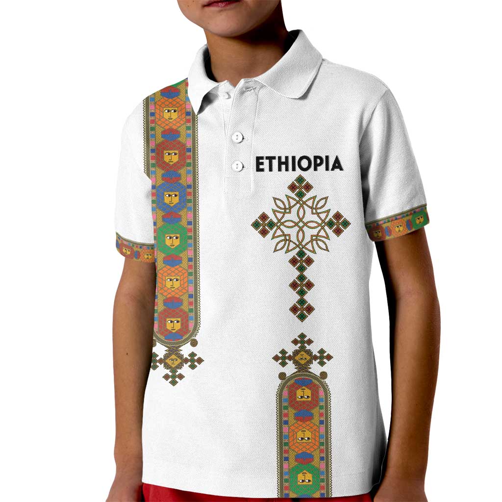 Ethiopia Saba Kemis Kid Polo Shirt Ethiopian Cross Lion Of Judah