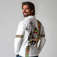 Ethiopia Saba Kemis Long Sleeve Polo Shirt Ethiopian Cross Lion Of Judah