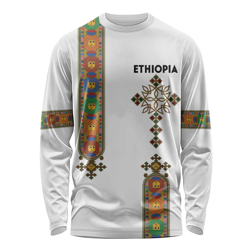 Ethiopia Saba Kemis Long Sleeve Shirt Ethiopian Cross Lion Of Judah