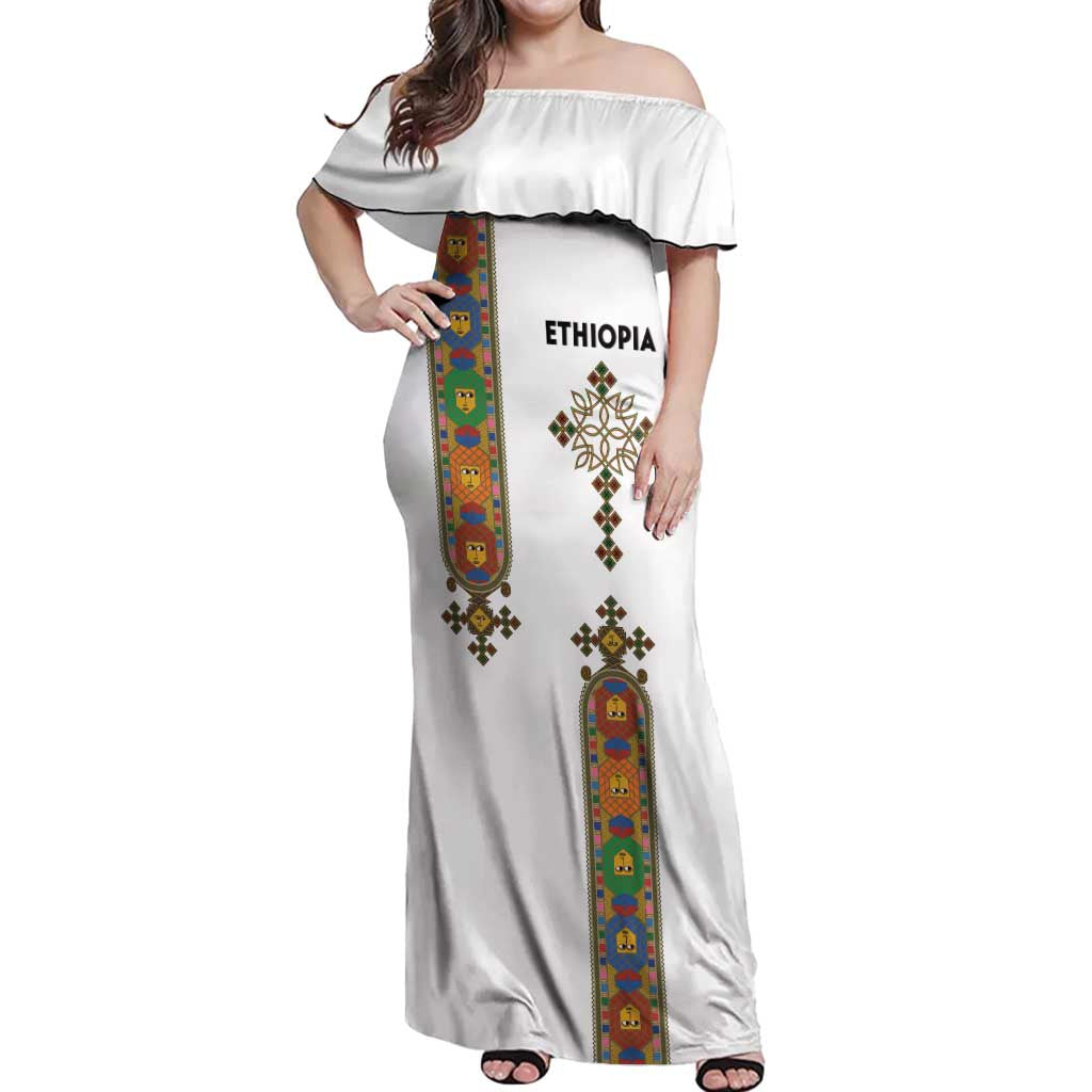 Ethiopia Saba Kemis Off Shoulder Maxi Dress Ethiopian Cross Lion Of Judah