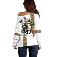 Ethiopia Saba Kemis Off Shoulder Sweater Ethiopian Cross Lion Of Judah