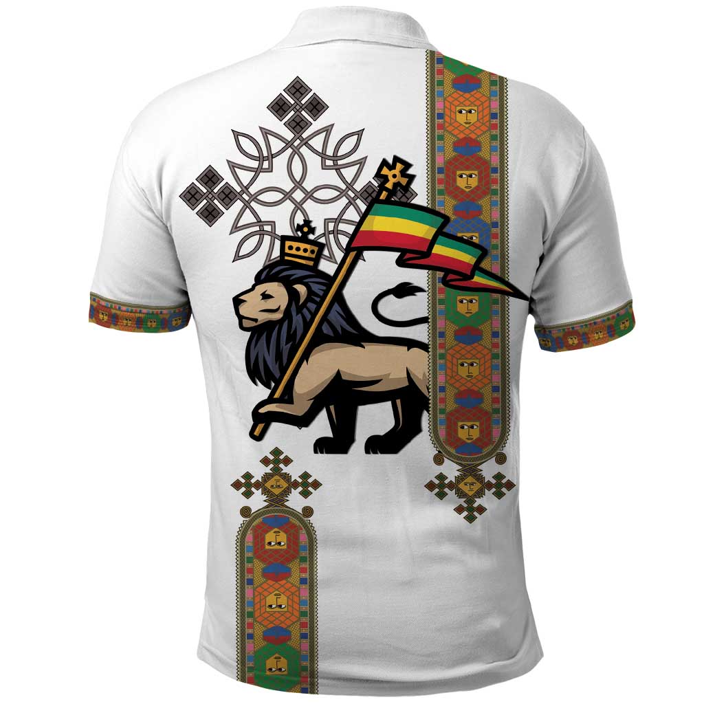 Ethiopia Saba Kemis Polo Shirt Ethiopian Cross Lion Of Judah