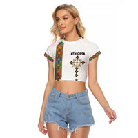 Ethiopia Saba Kemis Raglan Cropped T Shirt Ethiopian Cross Lion Of Judah